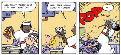 Chad removes Urania's brain, messily