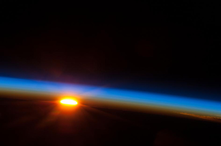 Sunrise photographed from International Space Station