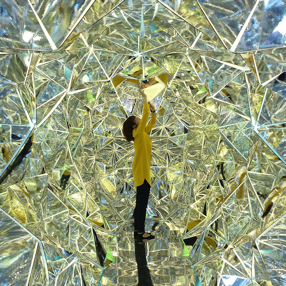 Child in giant kaleidoscope
